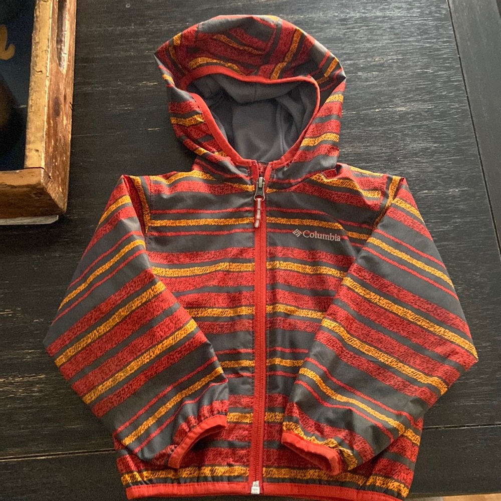 Columbia Omni-Wick Orange Stripe Hooded Lightweight Jacket Size 3T